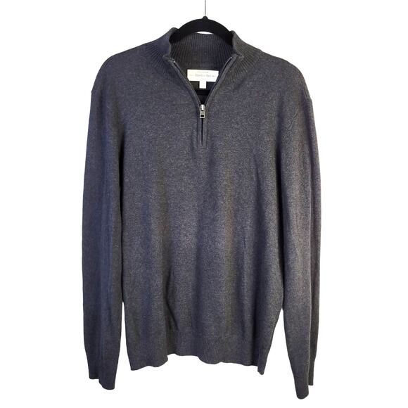 Hawker Rye Sweater Men's M Charcoal Cashmere Blend Quarter Zip Preppy Outdoor - Picture 1 of 7